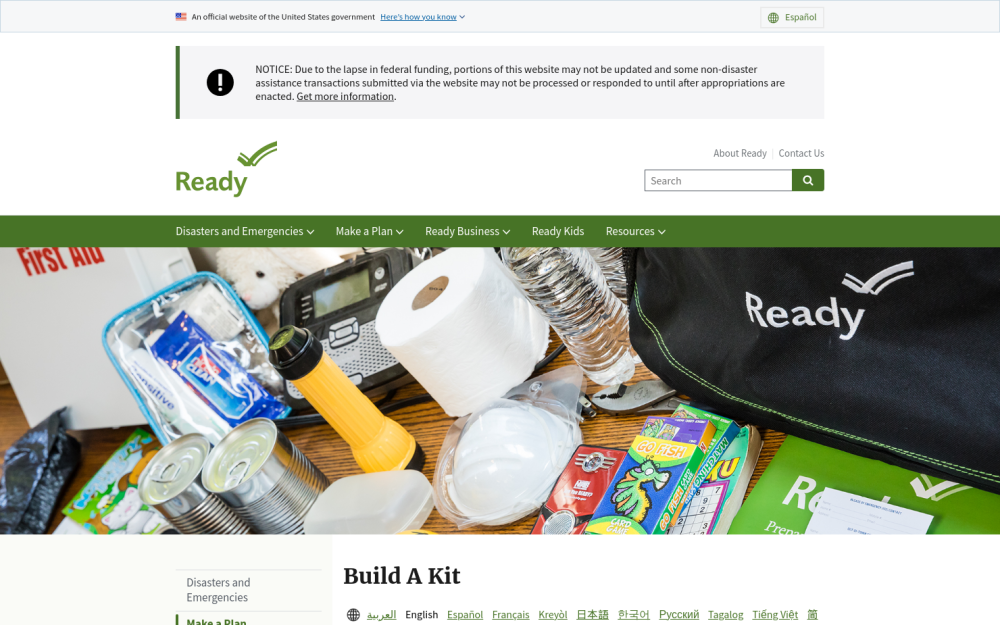 Visit website for Emergency Preparation